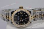 Copy Rolex Lady Datejust 2-Tone Black Wave Dial High Qualtiy Watch 26mm